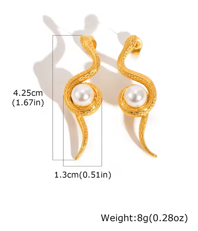The Serpent's Wisdom Pearl Earrings
