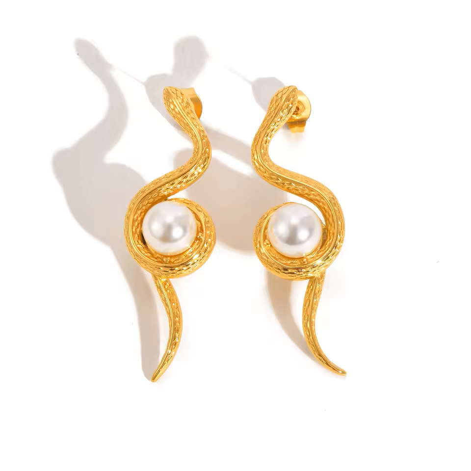 The Serpent's Wisdom Pearl Earrings