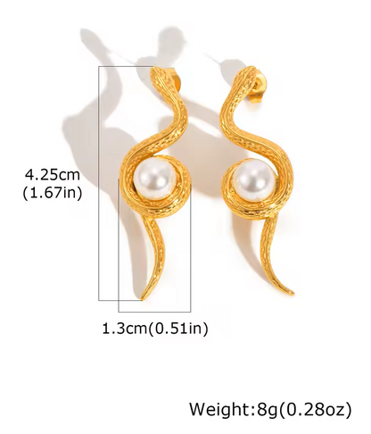 The Serpent's Wisdom Pearl Earrings
