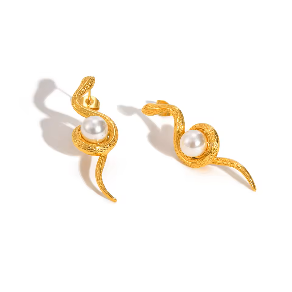 The Serpent's Wisdom Pearl Earrings