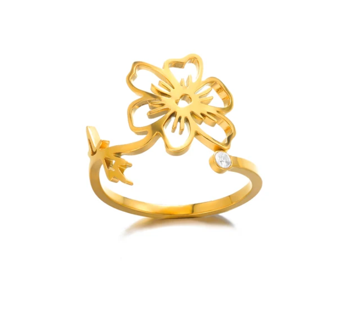 Birth Flower Ring With A Stone