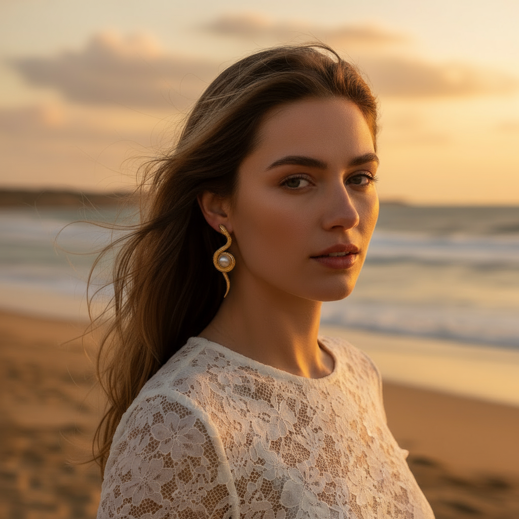 The Serpent's Wisdom Pearl Earrings