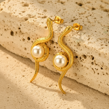 The Serpent's Wisdom Pearl Earrings