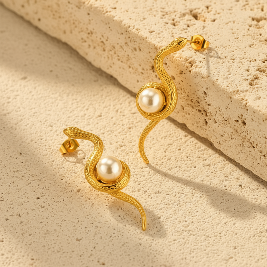 The Serpent's Wisdom Pearl Earrings