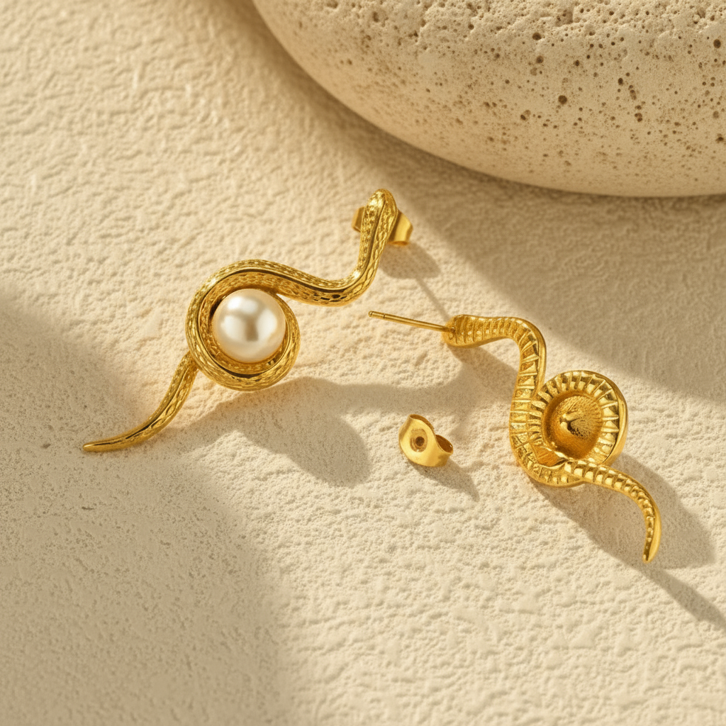 The Serpent's Wisdom Pearl Earrings